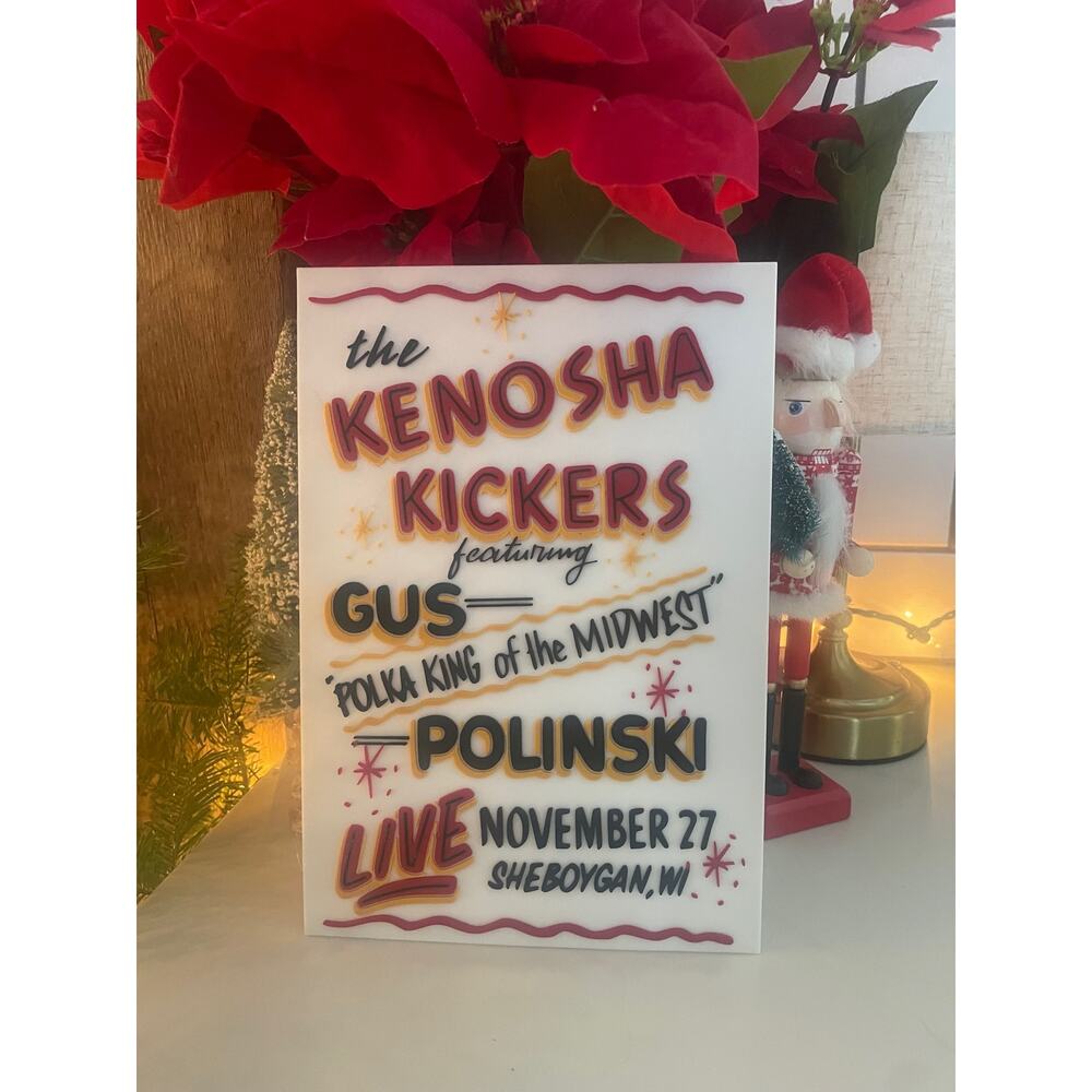 KENOSHA KICKERS Gus Polinski Home Alone Sign Holiday Display Wall Art Funny
